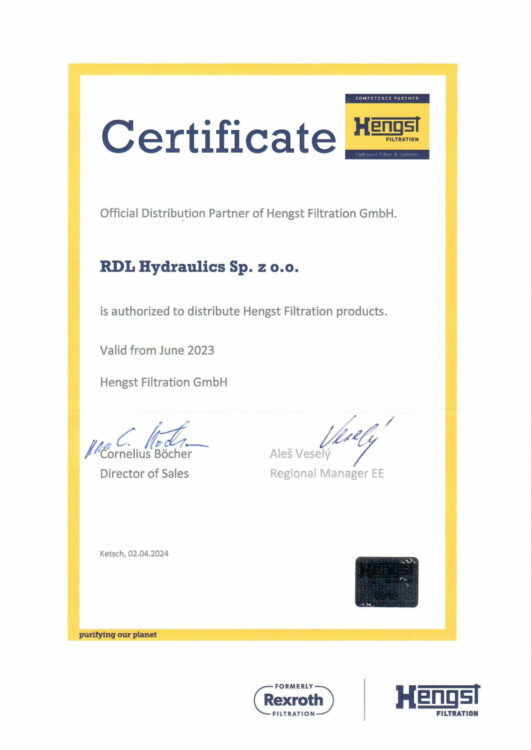 partner certificate for rdl 531x750 - Hengst Filtration