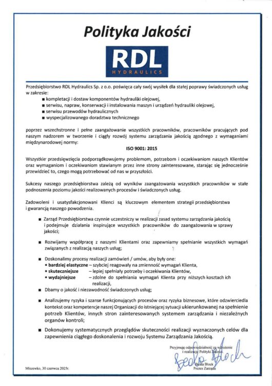 polityka jakosci 530x750 - Certyfikaty i wyróżnienia