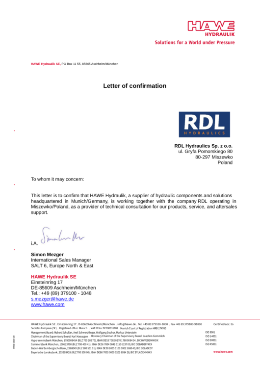 letter of confirmation rdl poland 530x750 - Hawe Hydraulik SE