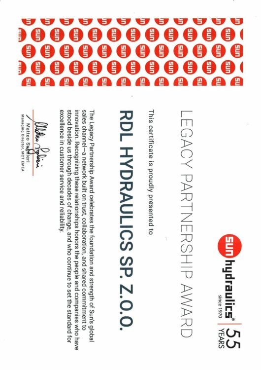 sun letter of confirmation rdl poland 530x750 - Sun Hydraulics